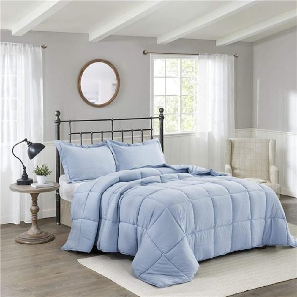 Pre Washed Down Alternative Comforter Set Queen - Reversible Chic Quilt Design